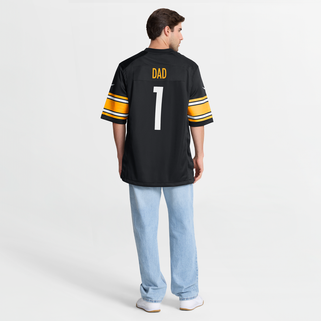 Pittsburgh Steelers Number 1 Dad Nike Black Game Jersey product image 8, provided for visual reference and product detail