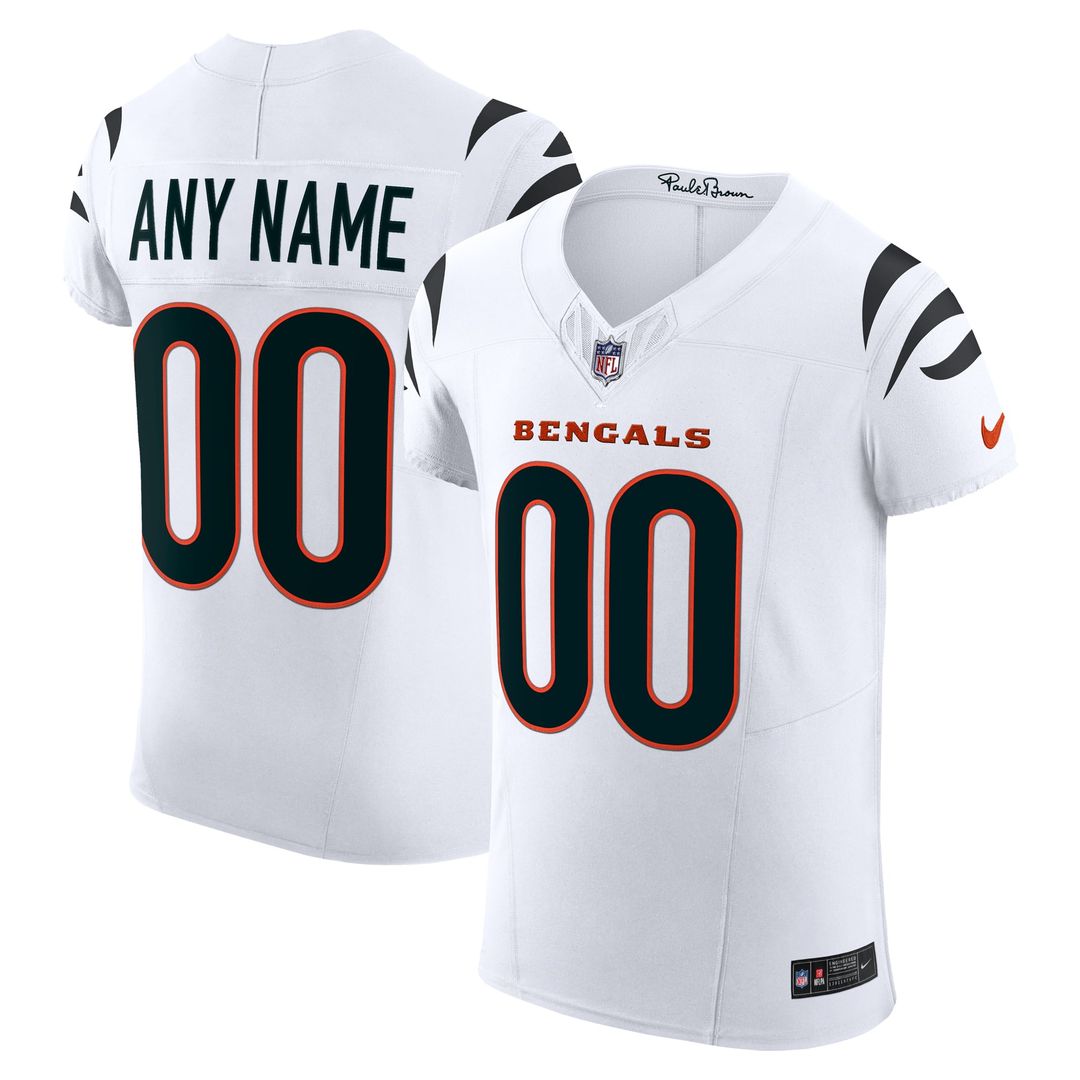 Cincinnati Bengals Nike White Vapor F.U.S.E. Elite Custom Jersey product image 1, provided for visual reference and product