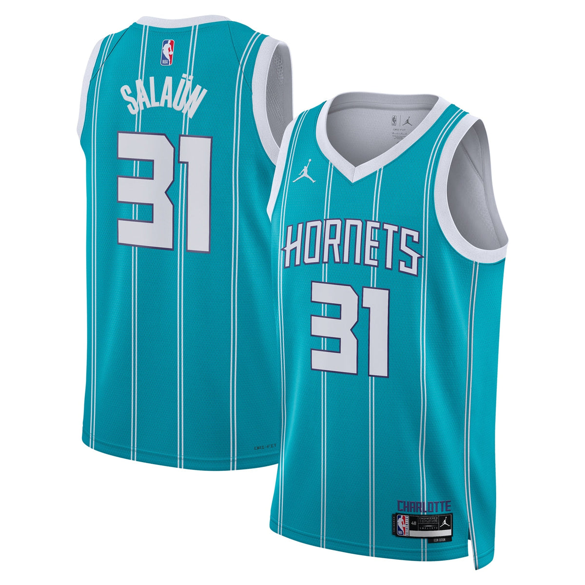 Charlotte Hornets Jordan Brand Icon Edition Swingman Jersey - Teal - Tidjane Salaün - Unisex product image 2, provided for