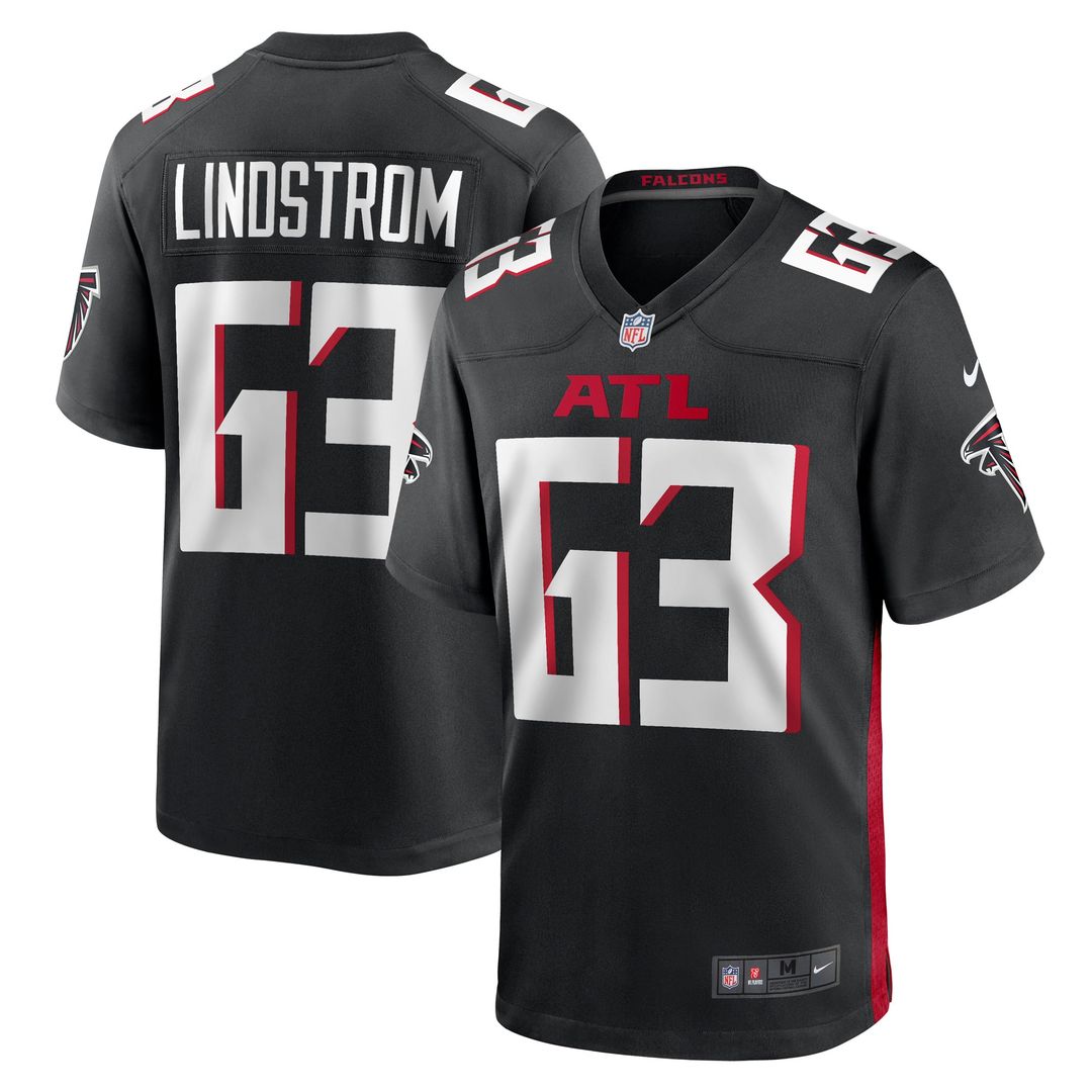 Atlanta Falcons Chris Lindstrom Nike Black Team Game Jersey product image 1, provided for visual reference and product