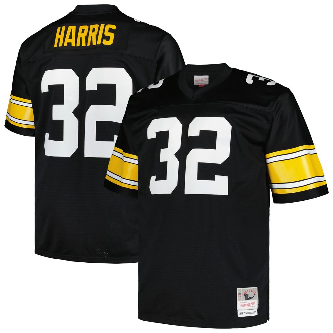 Pittsburgh Steelers Franco Harris Mitchell & Ness White Big & Tall 1976 Retired Player Replica Jersey product image 7,