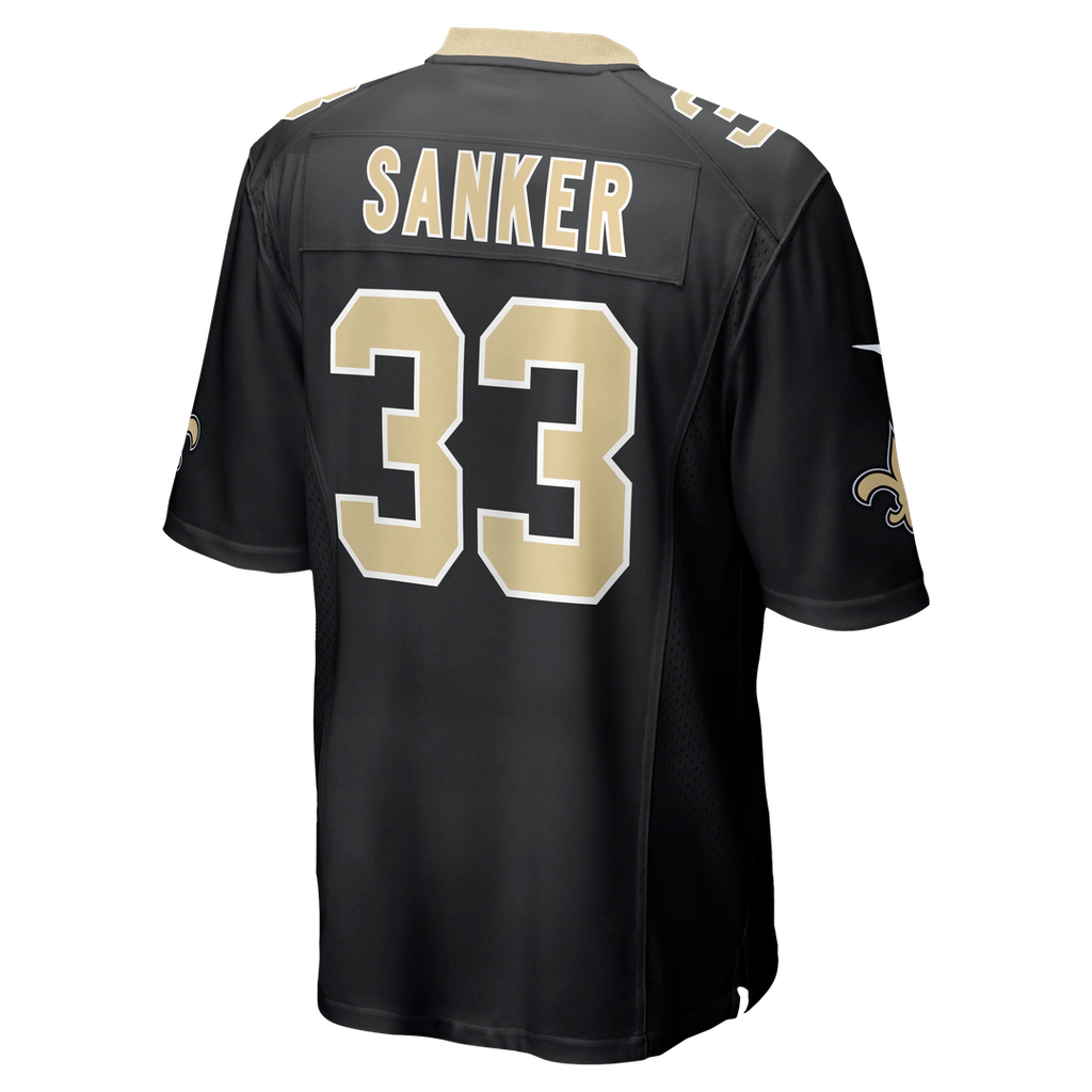 New Orleans Saints Jonas Sanker Nike Black Team Game Jersey product image 3, provided for visual reference and product