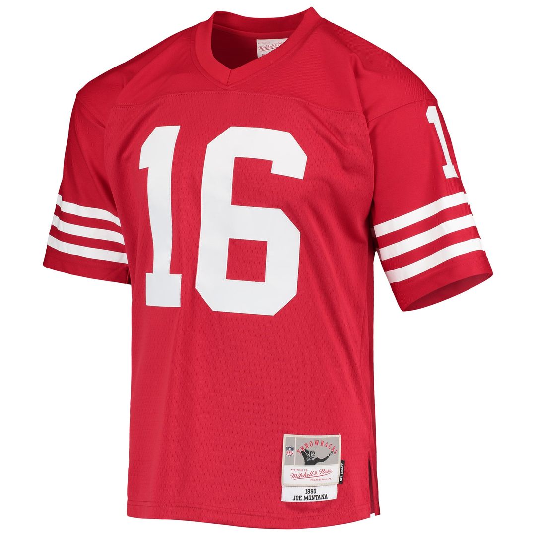 San Francisco 49ers Joe Montana Mitchell & Ness Scarlet Legacy Replica Jersey product image 5, provided for visual reference