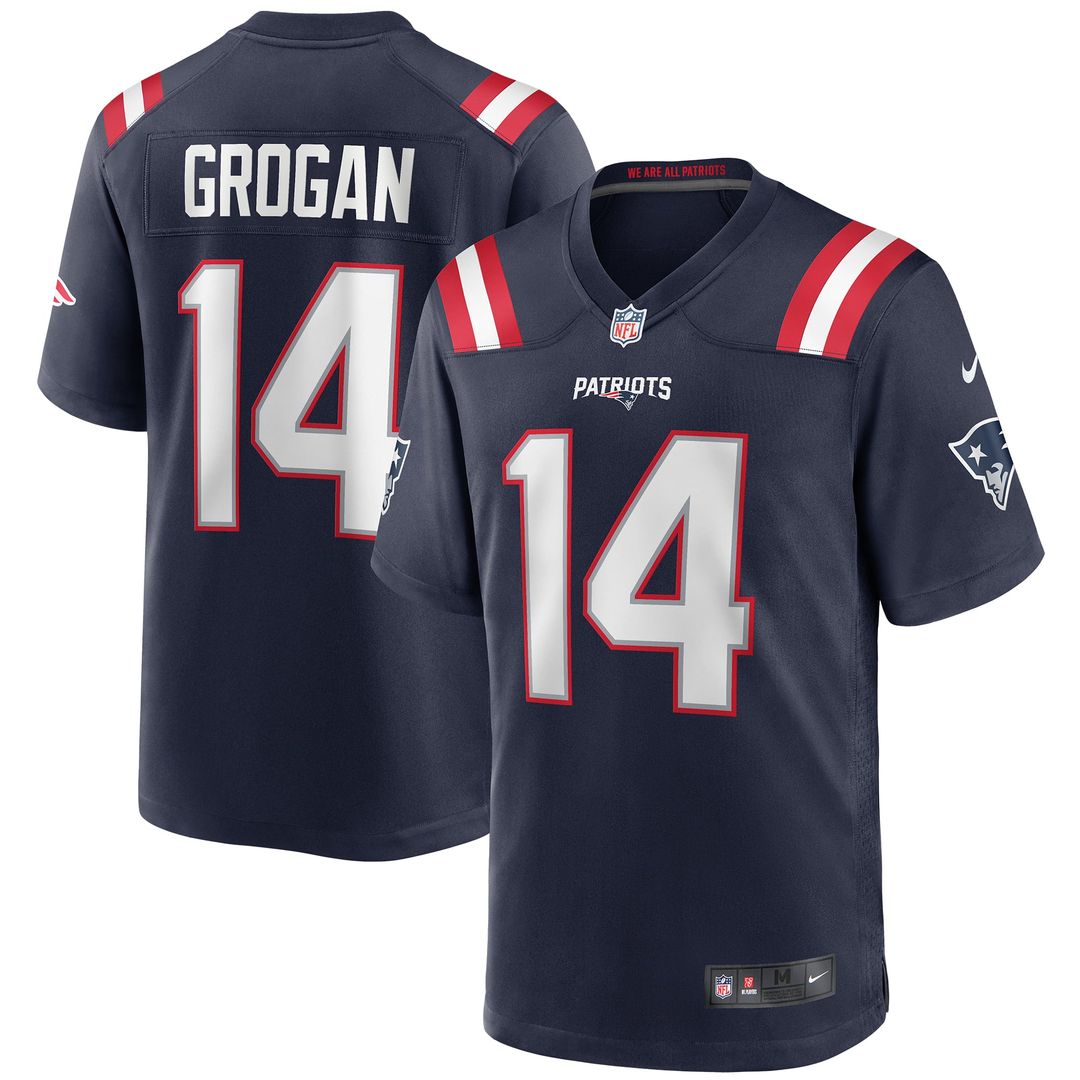 New England Patriots Steve Grogan Nike Navy Game Retired Player Jersey product image 1, provided for visual reference and