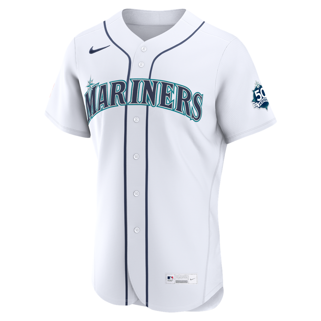 Seattle Mariners Julio Rodriguez Nike White Home 50th Season Authentic Jersey product image 2, provided for visual reference