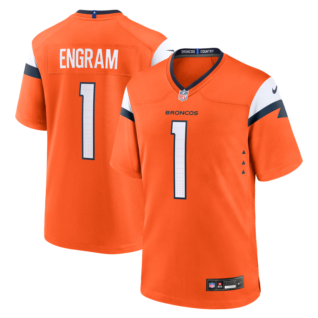 Denver Broncos Evan Engram Nike Orange Team Game Jersey product image 1, provided for visual reference and product detail