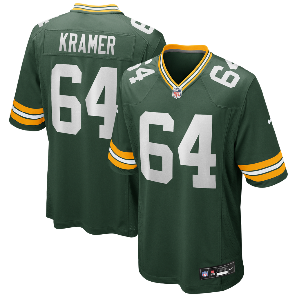 Green Bay Packers Jerry Kramer Nike Green Game Retired Player Jersey product image 1, provided for visual reference and