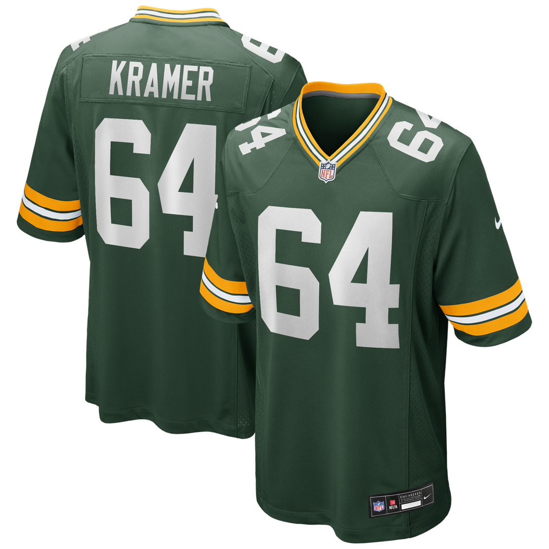 Green Bay Packers Jerry Kramer Nike Green Game Retired Player Jersey product image 1, provided for visual reference and