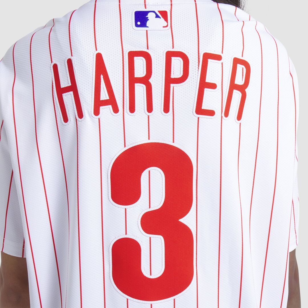 Philadelphia Phillies Bryce Harper Nike White Home Elite Jersey product image 5, provided for visual reference and product