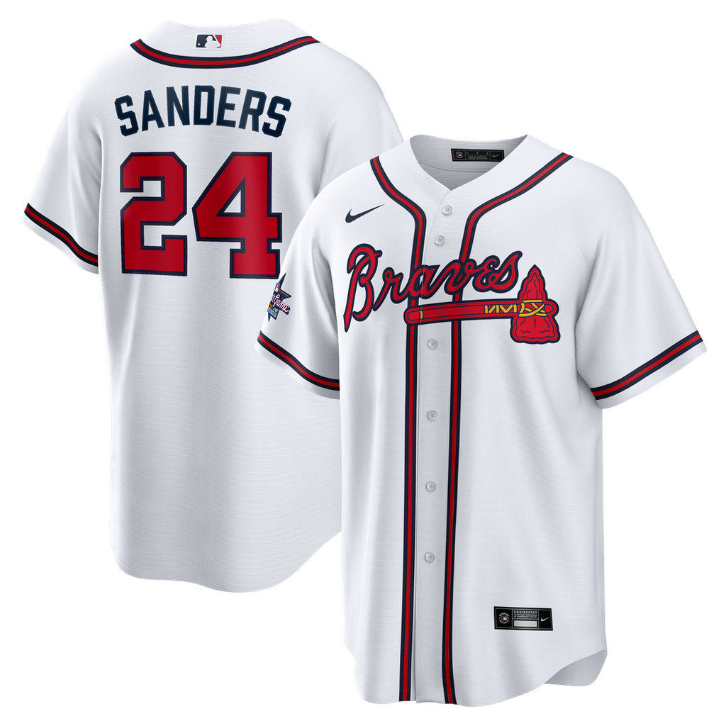 Atlanta Braves Deion Sanders Nike White Home Retired Player Replica Jersey product image 1, provided for visual reference