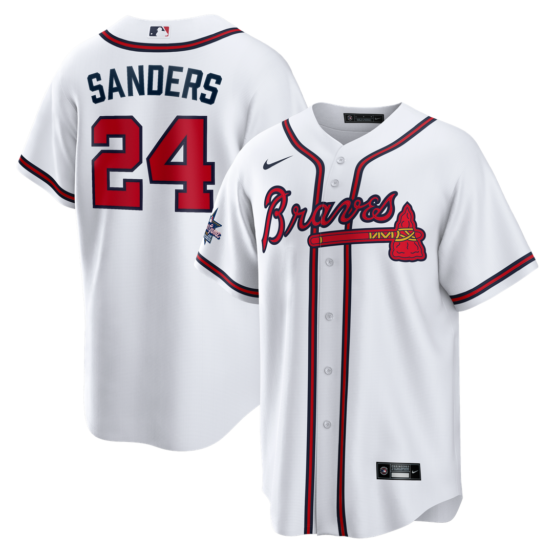 Atlanta Braves Deion Sanders Nike White Home Retired Player Replica Jersey product image 1, provided for visual reference