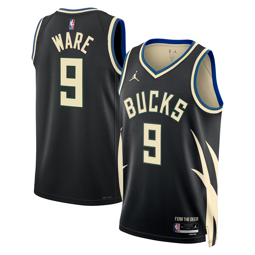 Milwaukee Bucks Jordan Brand Statement Edition Swingman Jersey - Hunter Green - Kel'el Ware - Unisex product image 2,