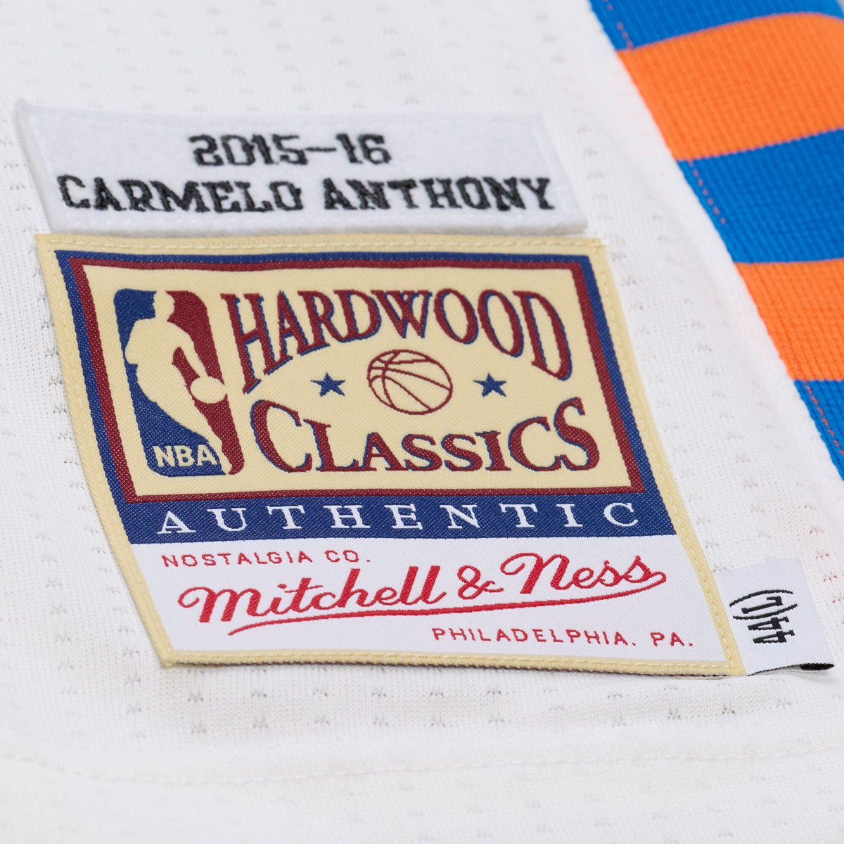 Mitchell & Ness Carmelo Anthony White New York Knicks 2015-16 Hardwood Classics Authentic Jersey product image 5, provided