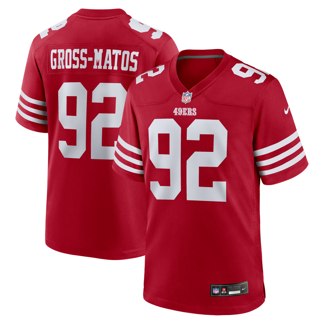 San Francisco 49ers Yetur Gross-Matos Nike Scarlet Team Game Jersey product image 1, provided for visual reference and