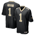 New Orleans Saints Number 1 Groom Nike Black Game Jersey product image 1, provided for visual reference and product detail