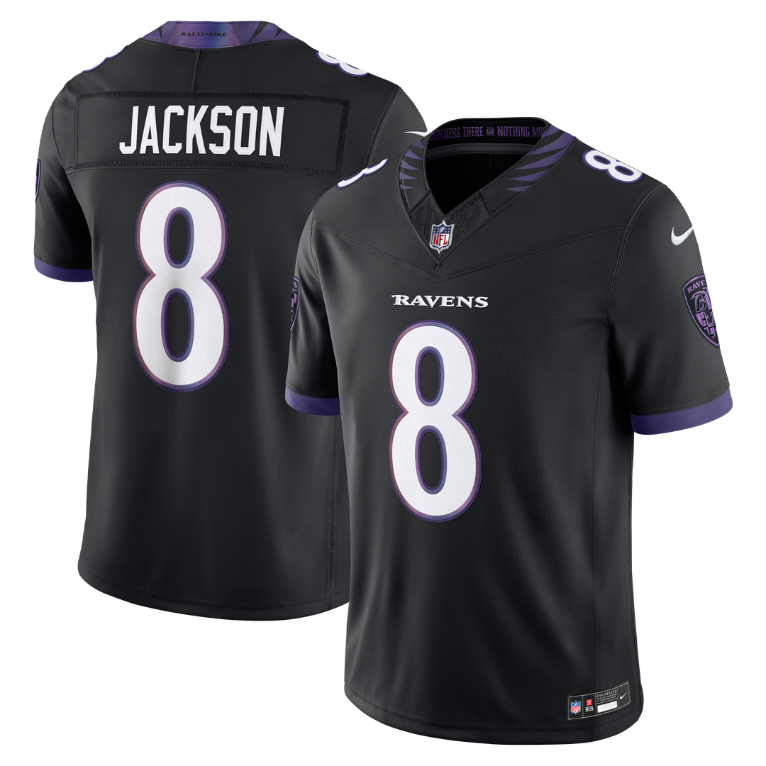 Baltimore Ravens Lamar Jackson Nike Black Alternate Alternate Vapor F.U.S.E. Stitched Limited Jersey product image 4,