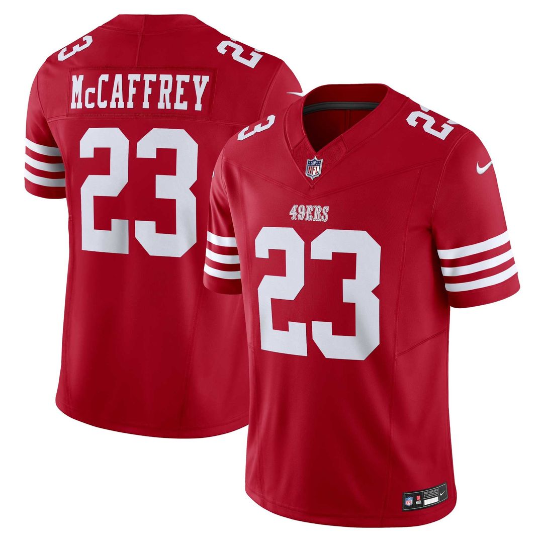 San Francisco 49ers Christian McCaffrey Nike Scarlet Vapor F.U.S.E. Limited Jersey product image 1, provided for visual