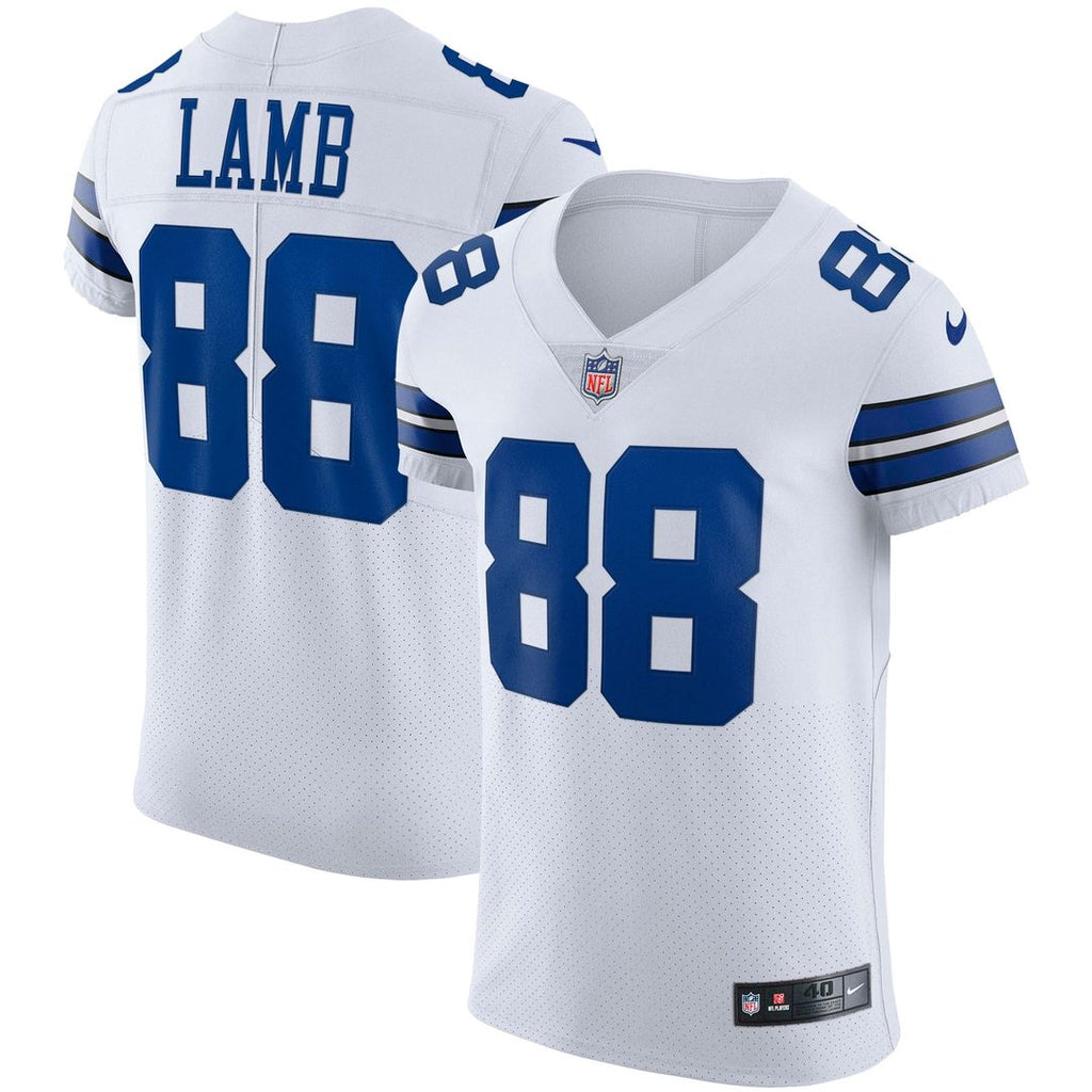 Dallas Cowboys CeeDee Lamb Nike White Vapor Elite Jersey product image 1, provided for visual reference and product detail