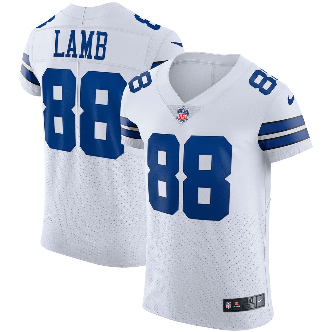 Dallas Cowboys CeeDee Lamb Nike White Vapor Elite Jersey product image 1, provided for visual reference and product detail