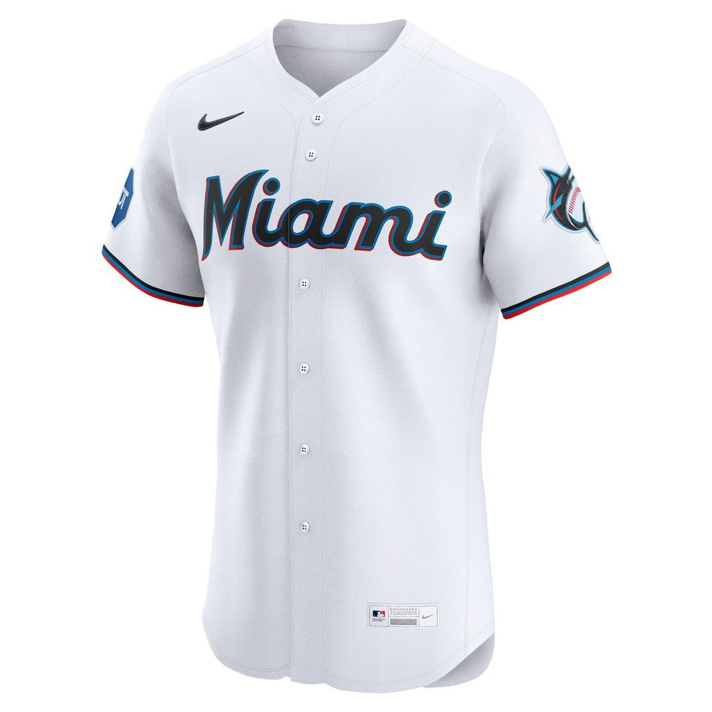 Miami Marlins Nike White Home Elite Jersey product image 5, provided for visual reference and product detail review