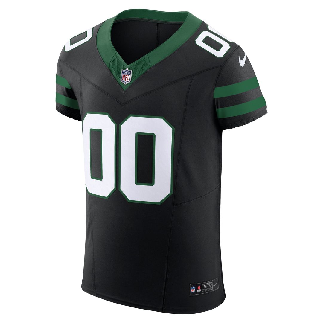New York Jets Nike Legacy Black Alternate Vapor F.U.S.E. Elite Custom Jersey product image 2, provided for visual reference