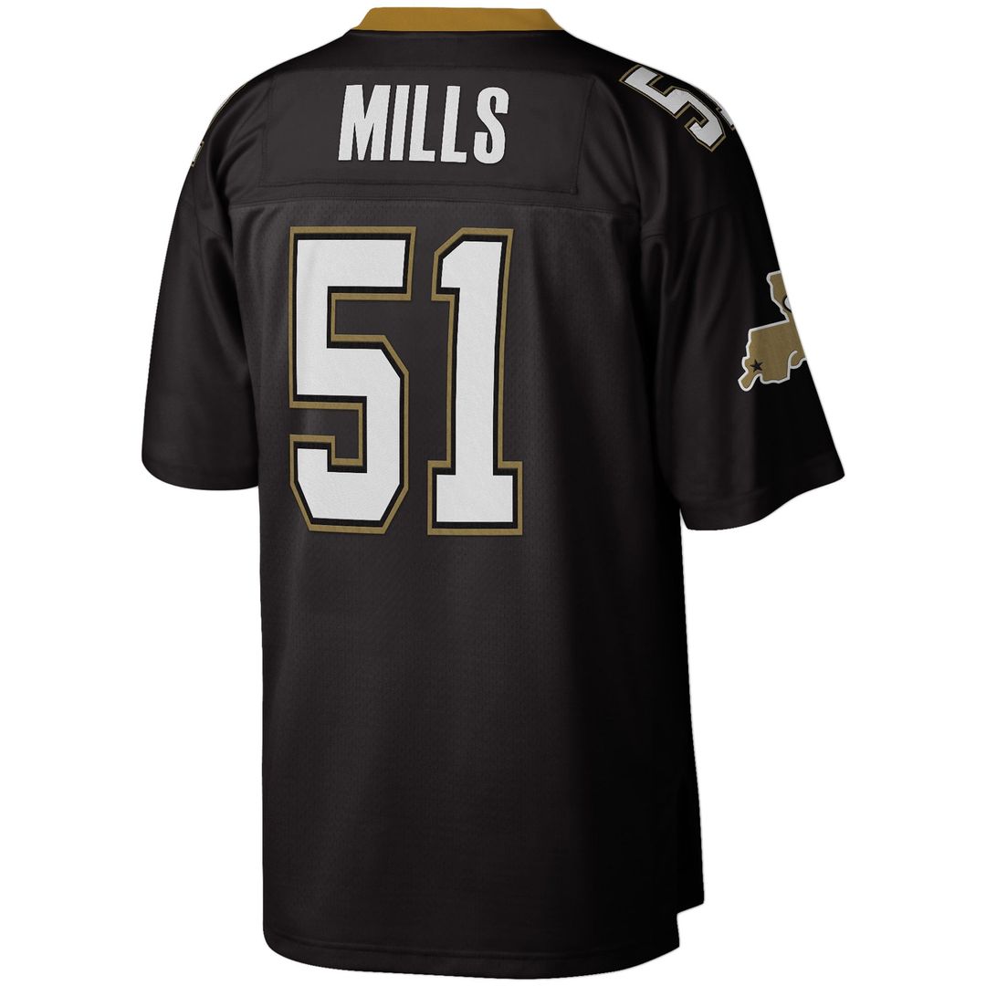 New Orleans Saints Sam Mills Mitchell & Ness Black Legacy Replica Jersey product image 3, provided for visual reference and