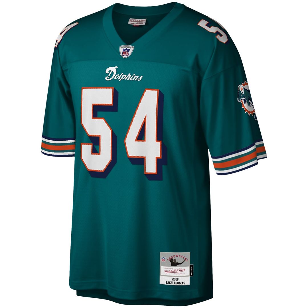 Miami Dolphins Zach Thomas Mitchell & Ness Aqua Legacy Replica Jersey product image 5, provided for visual reference and