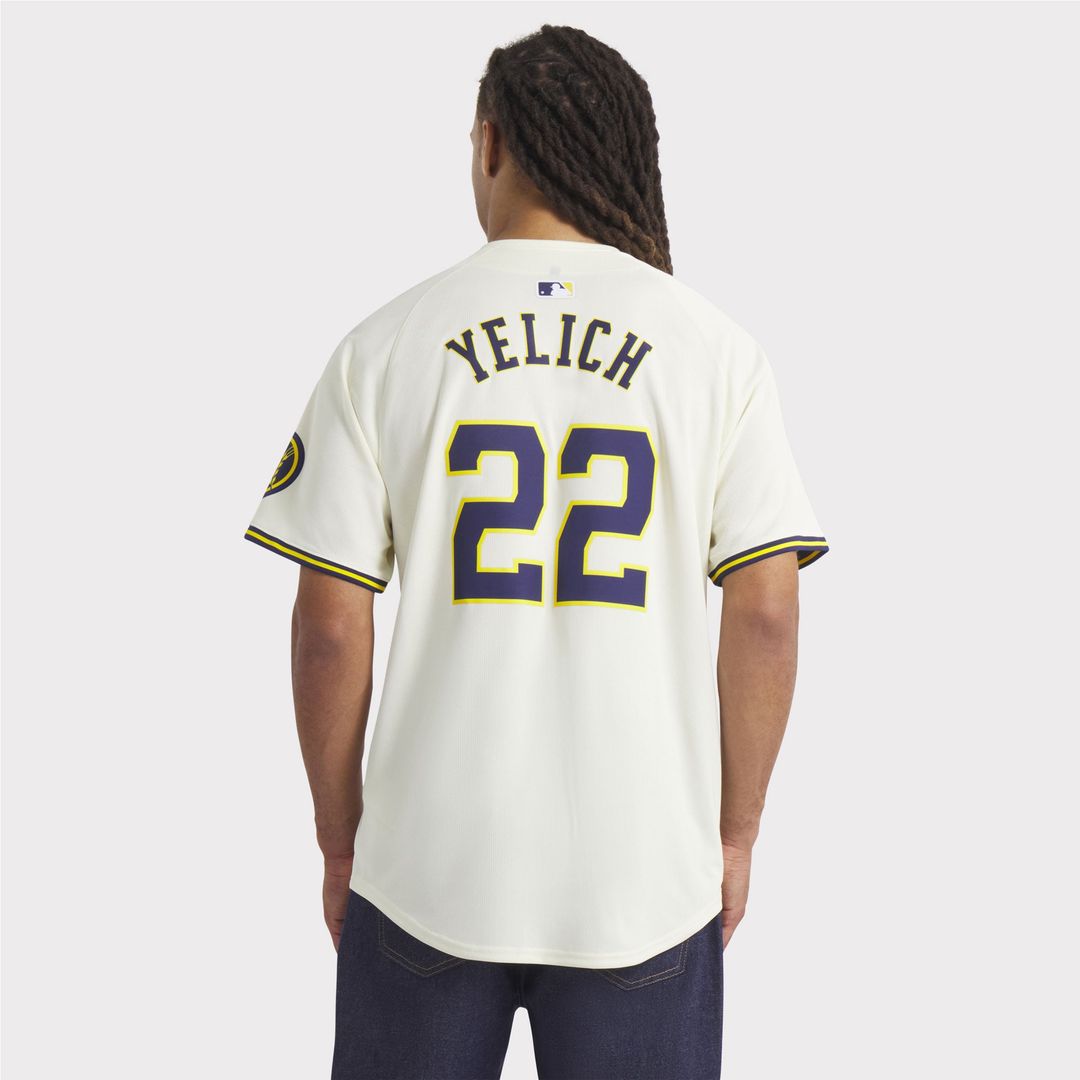 Milwaukee Brewers Christian Yelich Nike Cream Home Limited Player Jersey product image 5, provided for visual reference and