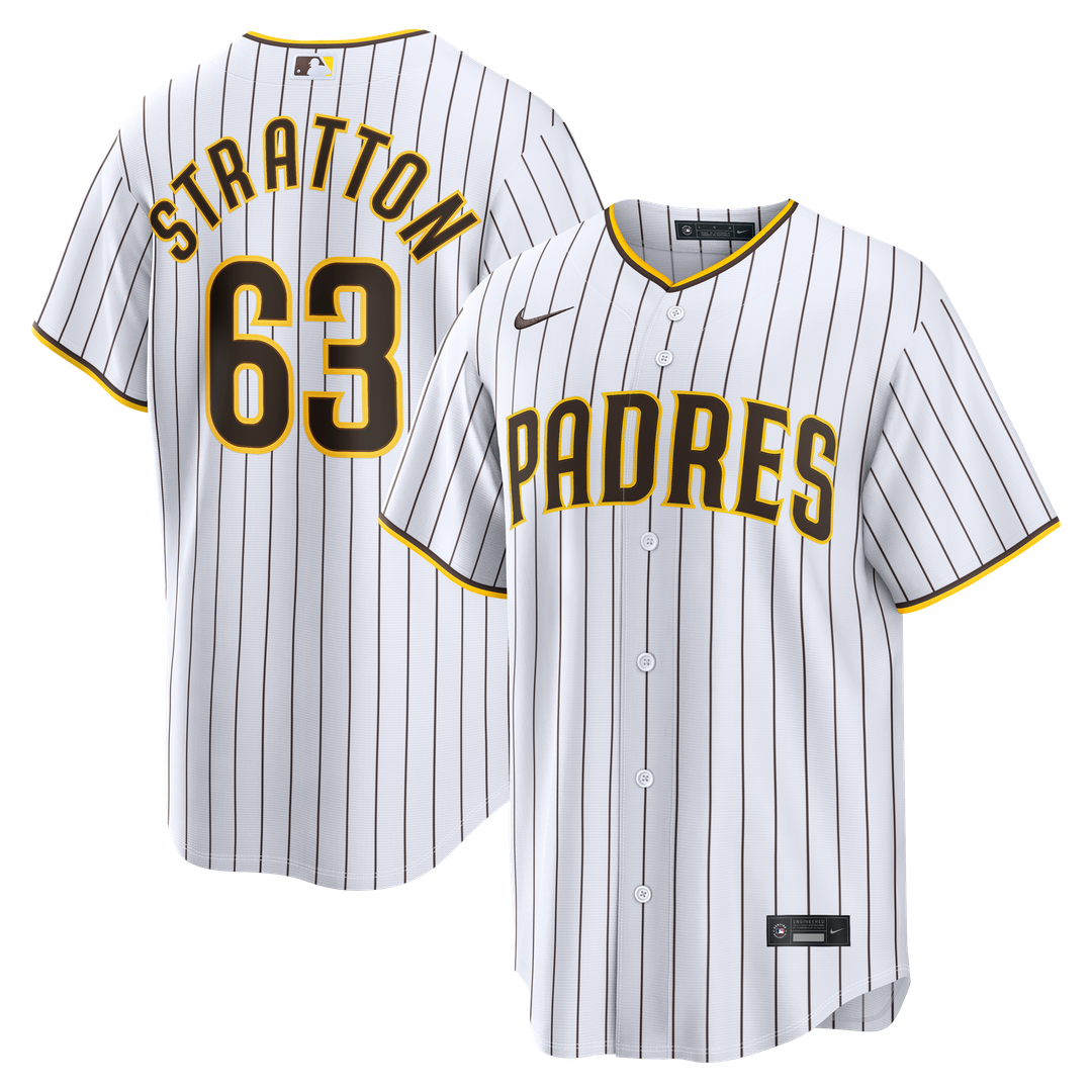 San Diego Padres Hunter Stratton Nike White Home Replica Jersey product image 1, provided for visual reference and product