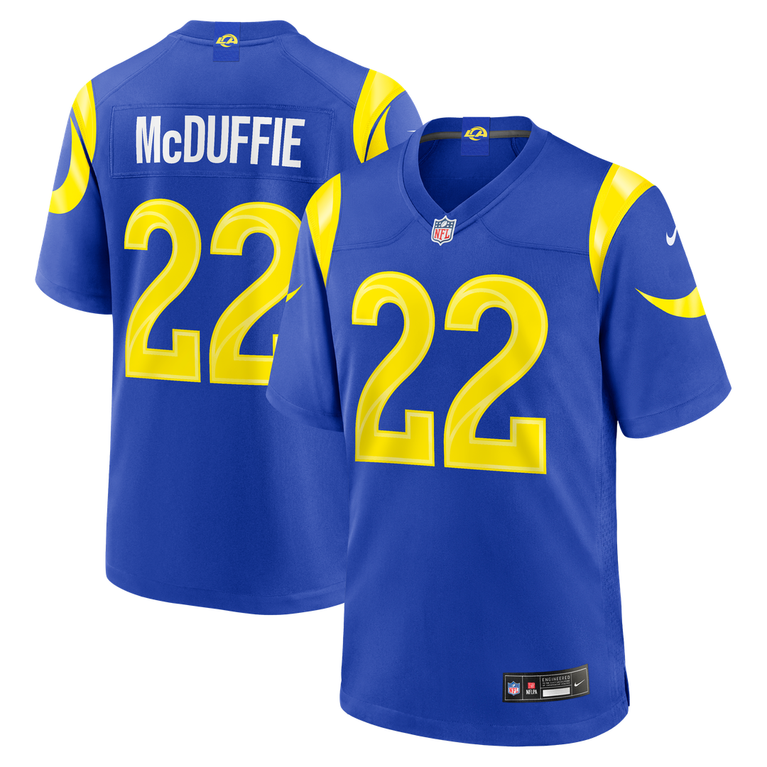 Los Angeles Rams Trent McDuffie Nike Royal Team Game Player Jersey product image 1, provided for visual reference and