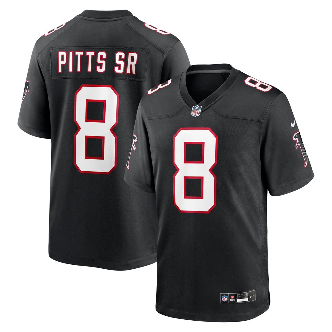 Atlanta Falcons Kyle Pitts Sr. Nike Black Alternate Game Jersey product image 1, provided for visual reference and product