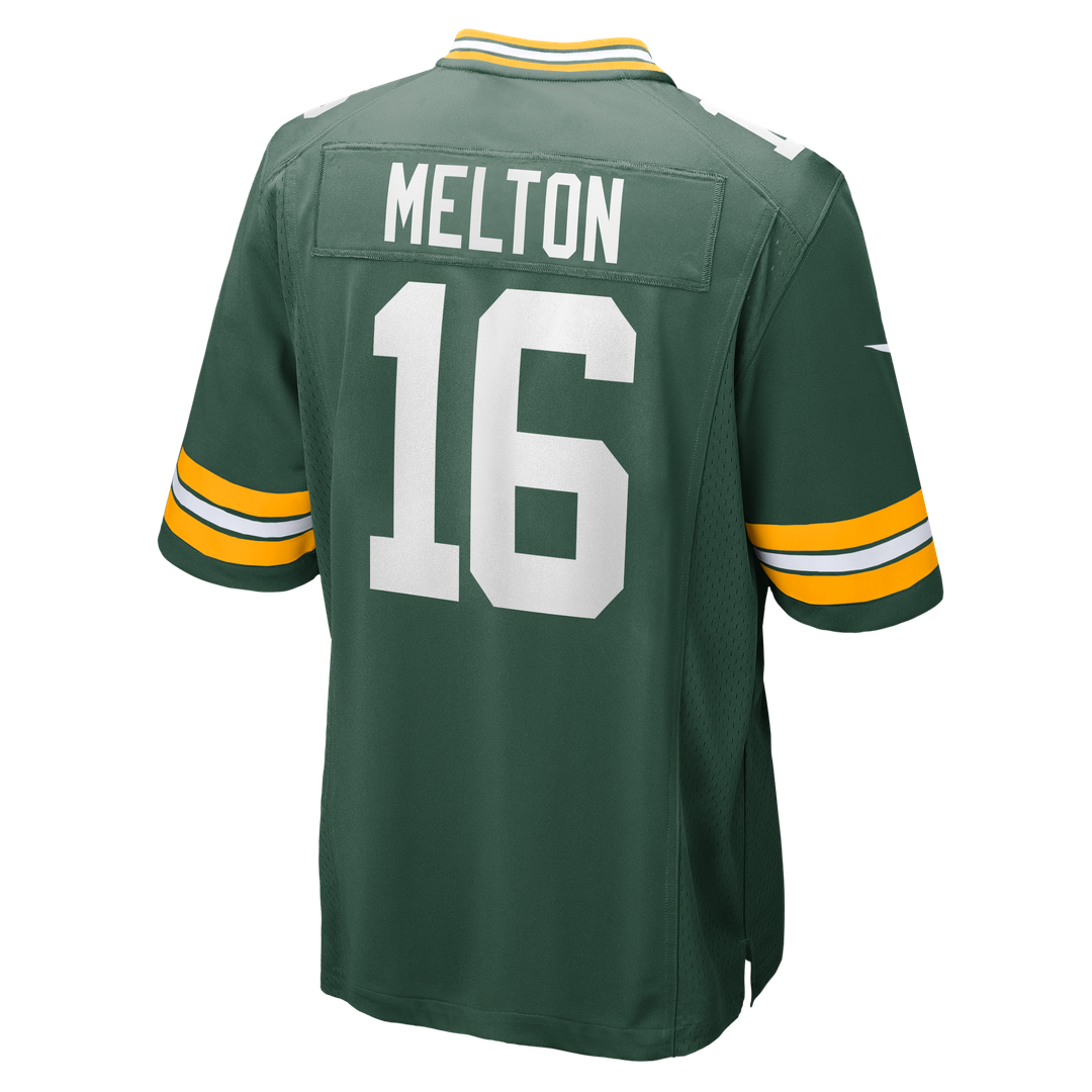 Green Bay Packers Bo Melton Nike Green Team Game Jersey product image 3, provided for visual reference and product detail
