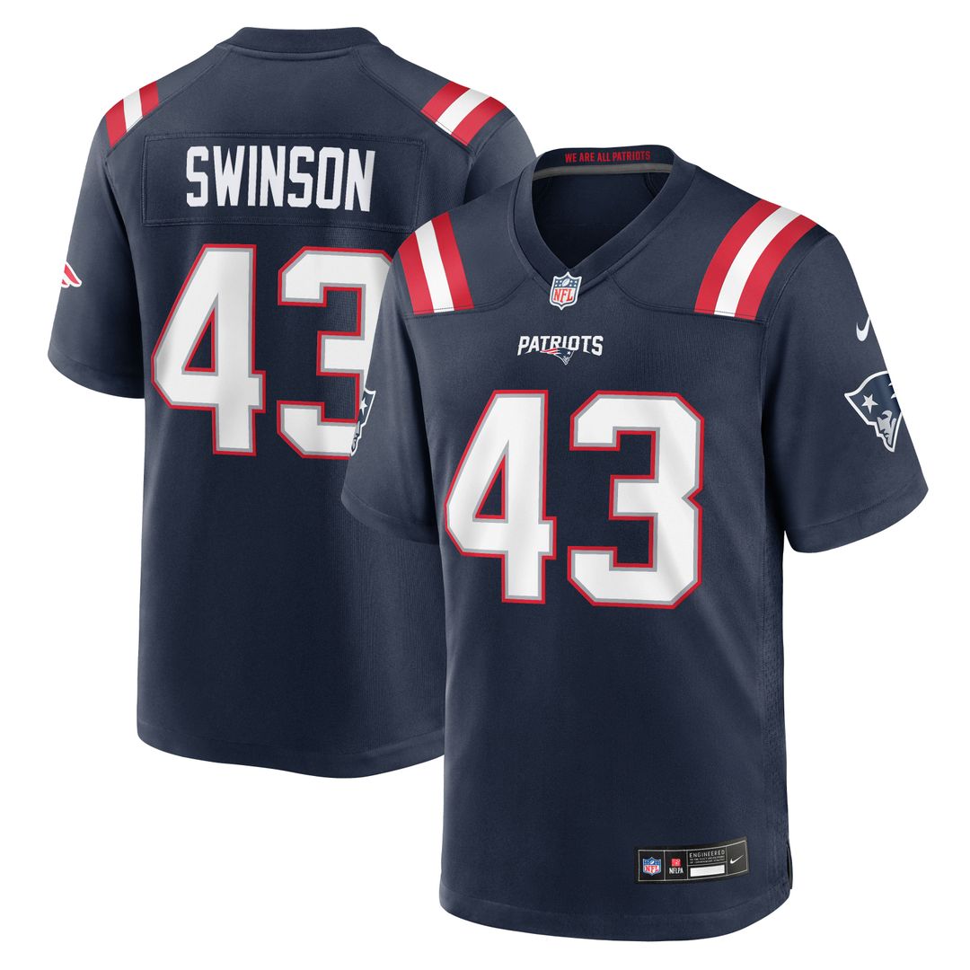 New England Patriots Bradyn Swinson Nike Navy Team Game Jersey product image 1, provided for visual reference and product