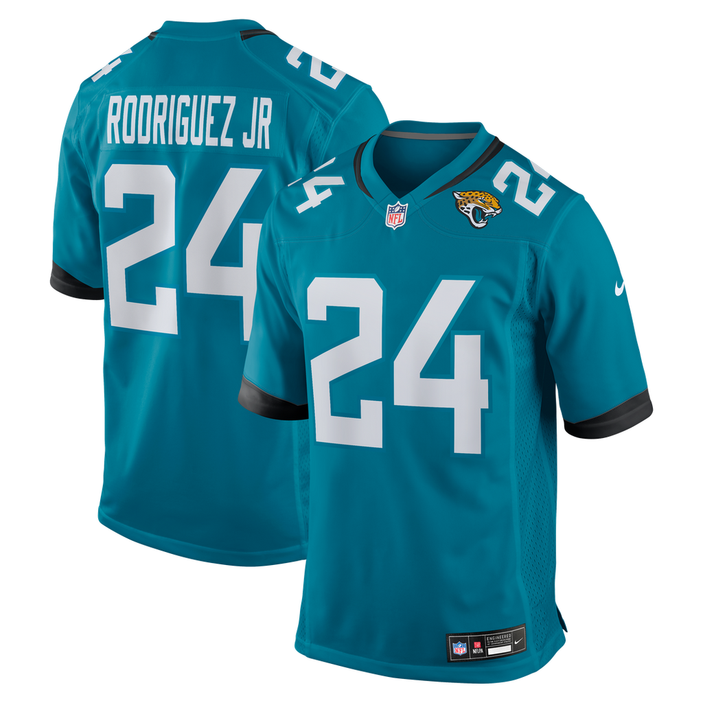 Jacksonville Jaguars Chris Rodriguez Jr. Nike Teal Team Game Jersey product image 1, provided for visual reference and