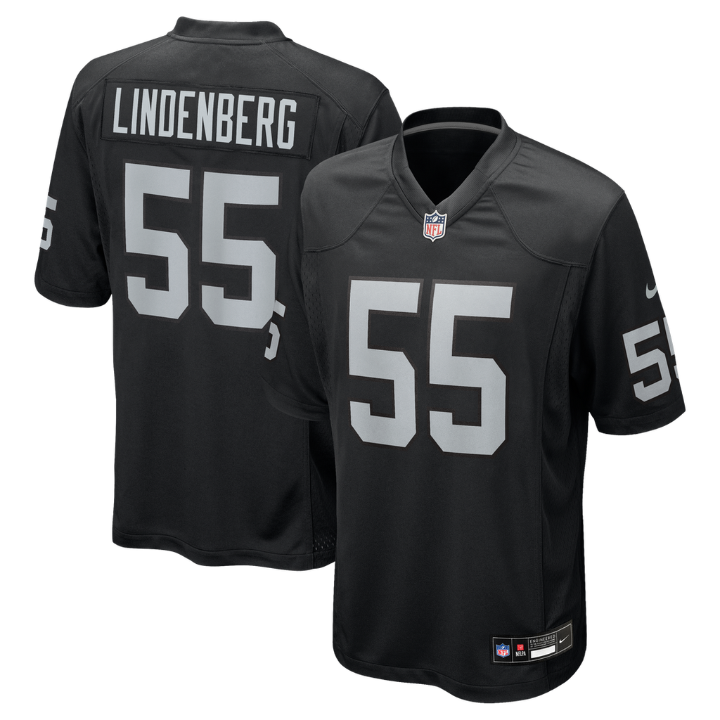 Las Vegas Raiders Cody Lindenberg Nike Black Team Game Jersey product image 1, provided for visual reference and product
