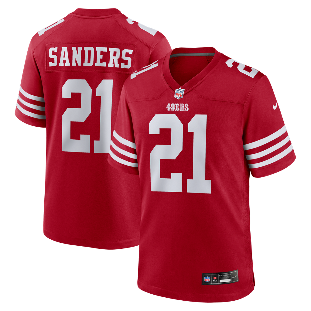 San Francisco 49ers Deion Sanders Nike Scarlet Team Retired Player Game Jersey product image 1, provided for visual