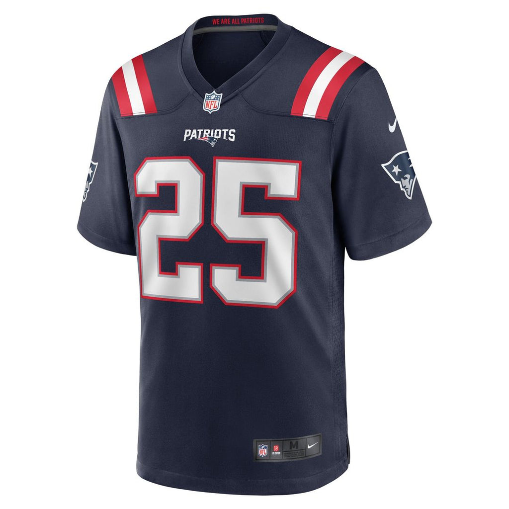 New England Patriots Marcus Jones Nike Navy Game Player Jersey product image 2, provided for visual reference and product