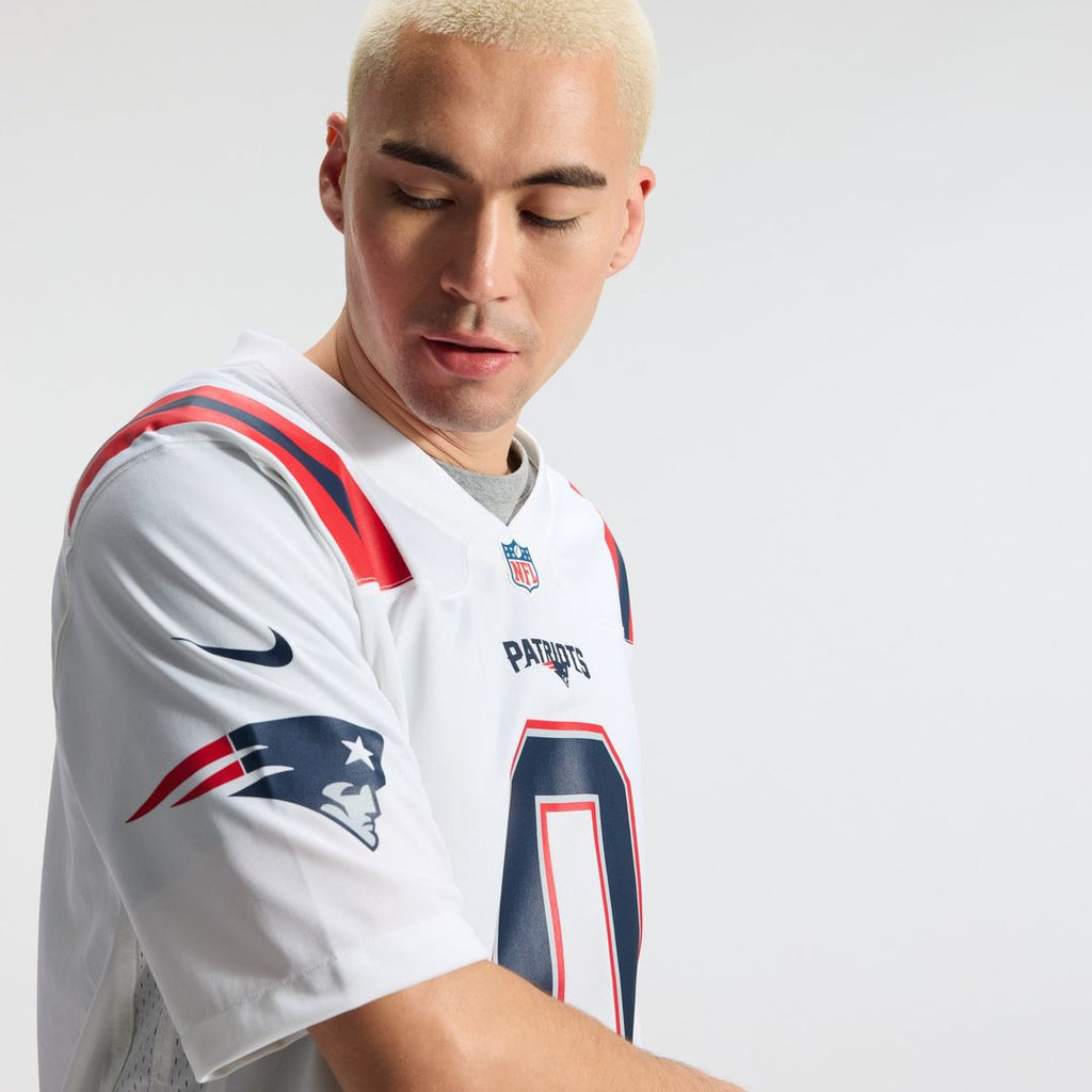 New England Patriots Christian Gonzalez Nike White Game Jersey product image 10, provided for visual reference and product