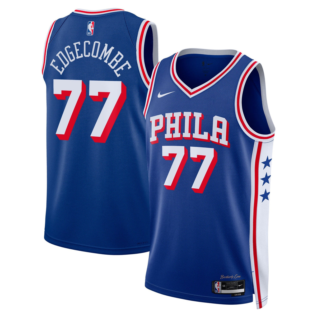 Philadelphia 76ers Nike Icon Edition Swingman Jersey - Royal - VJ Edgecombe - Unisex product image 2, provided for visual