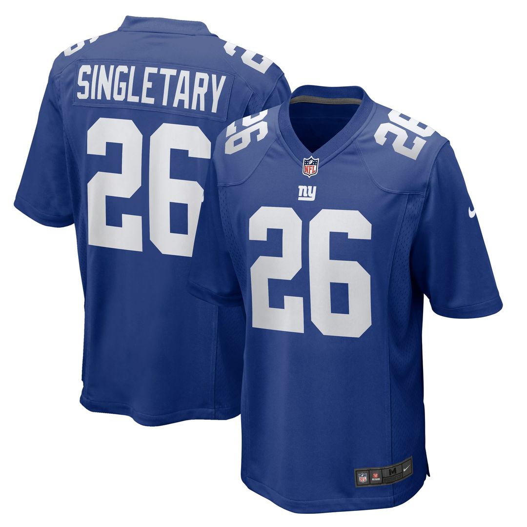 New York Giants Devin Singletary Nike Royal Team Game Jersey product image 1, provided for visual reference and product