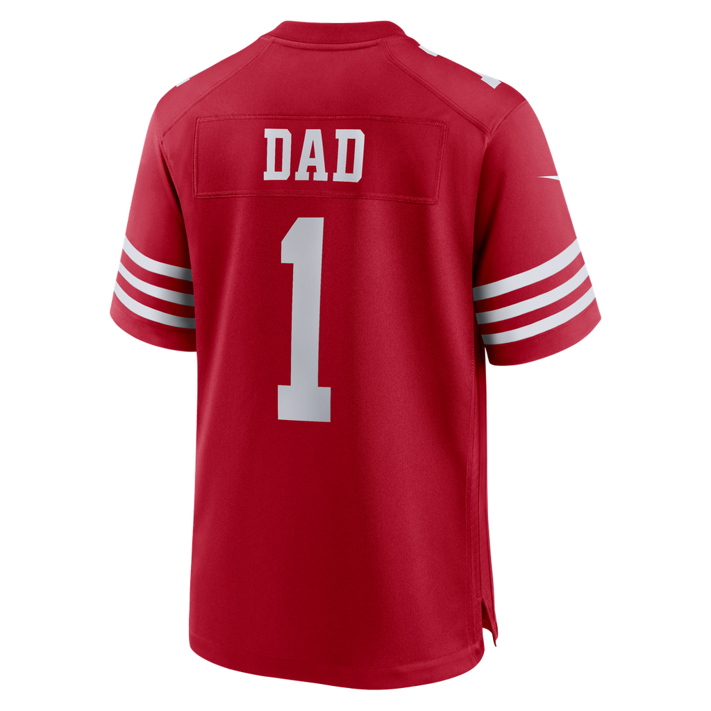 San Francisco 49ers Number 1 Dad Nike Scarlet Game Jersey product image 3, provided for visual reference and product detail