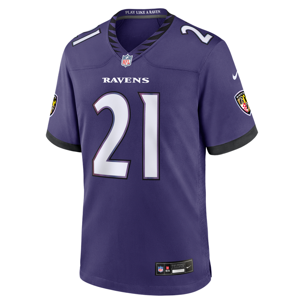 Baltimore Ravens Jaylinn Hawkins Nike Purple Team Game Jersey product image 2, provided for visual reference and product