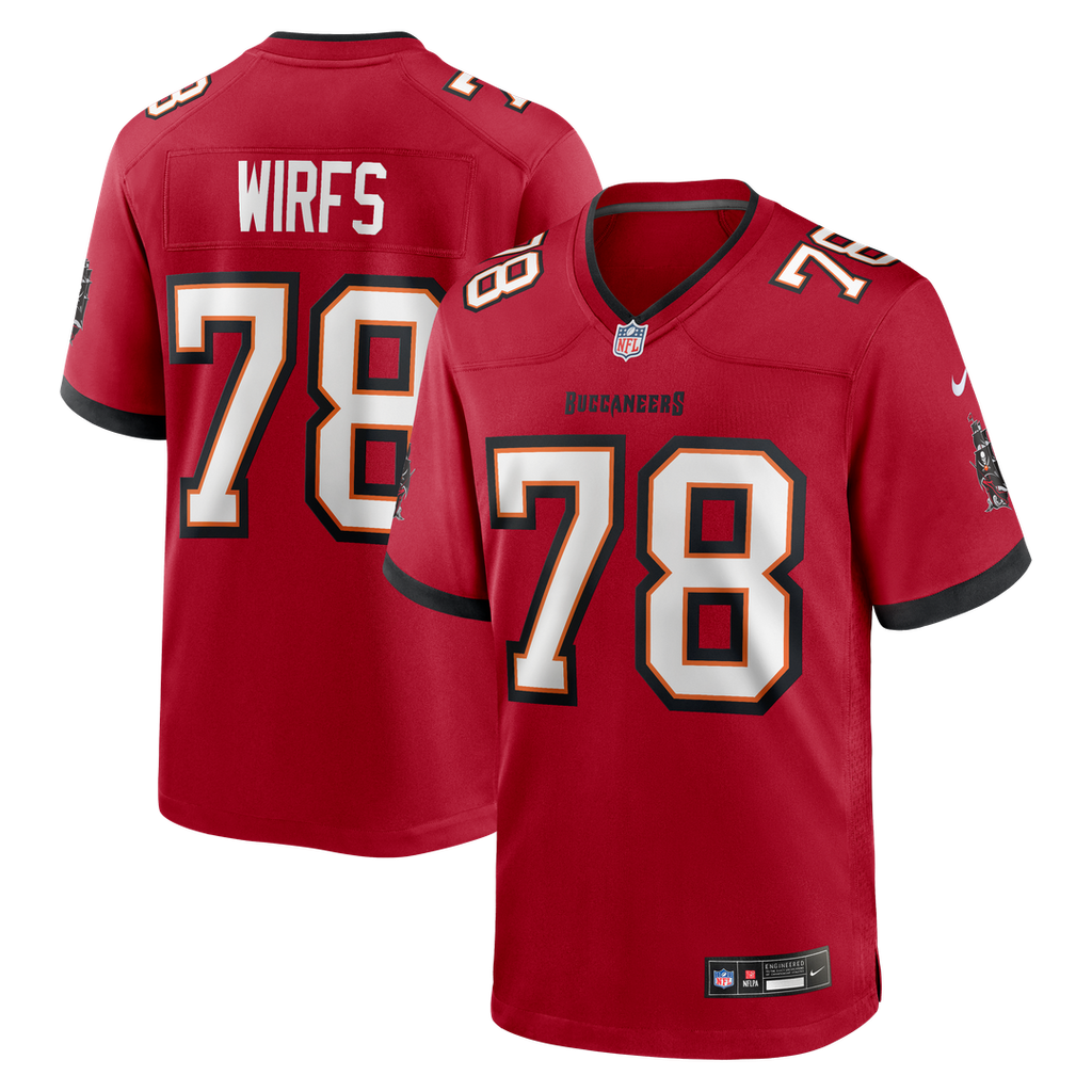 Tampa Bay Buccaneers Tristan Wirfs Nike Red Game Jersey product image 1, provided for visual reference and product detail