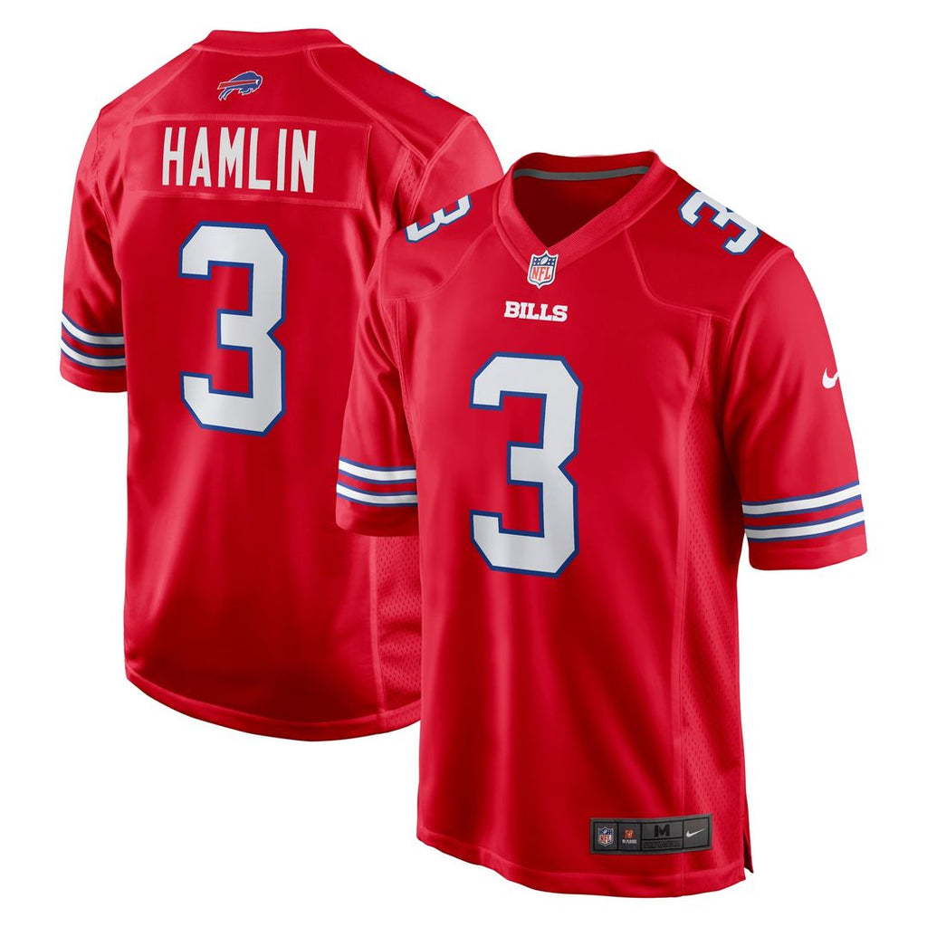 Buffalo Bills Damar Hamlin Nike Red Alternate Game Jersey product image 1, provided for visual reference and product detail