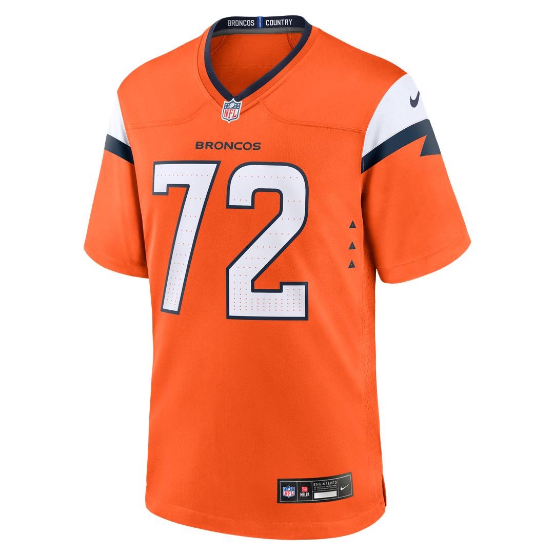 Denver Broncos Garett Bolles Nike Orange Team Game Jersey product image 2, provided for visual reference and product detail