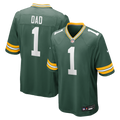 Green Bay Packers Number 1 Dad Nike Green Game Jersey product image 1, provided for visual reference and product detail