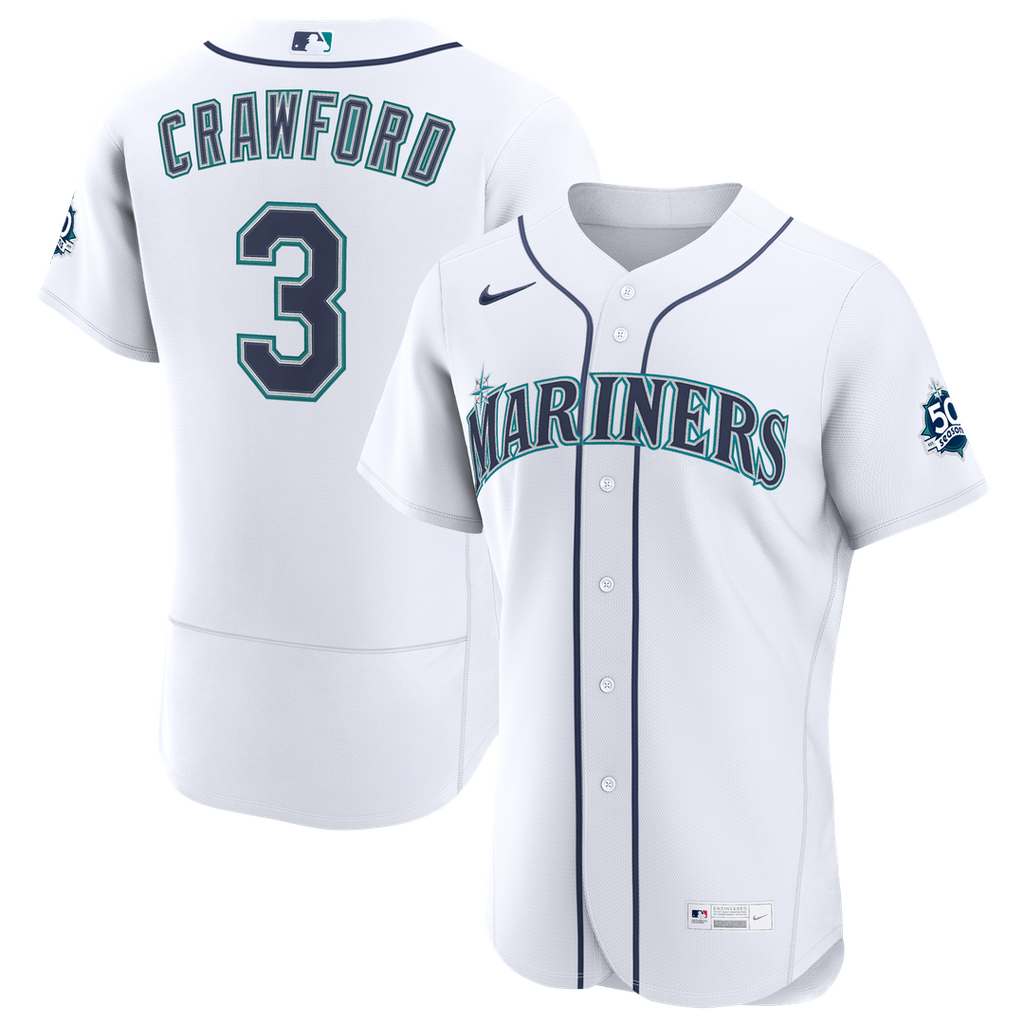 Seattle Mariners J.P. Crawford Nike White Home 50th Season Authentic Jersey product image 1, provided for visual reference