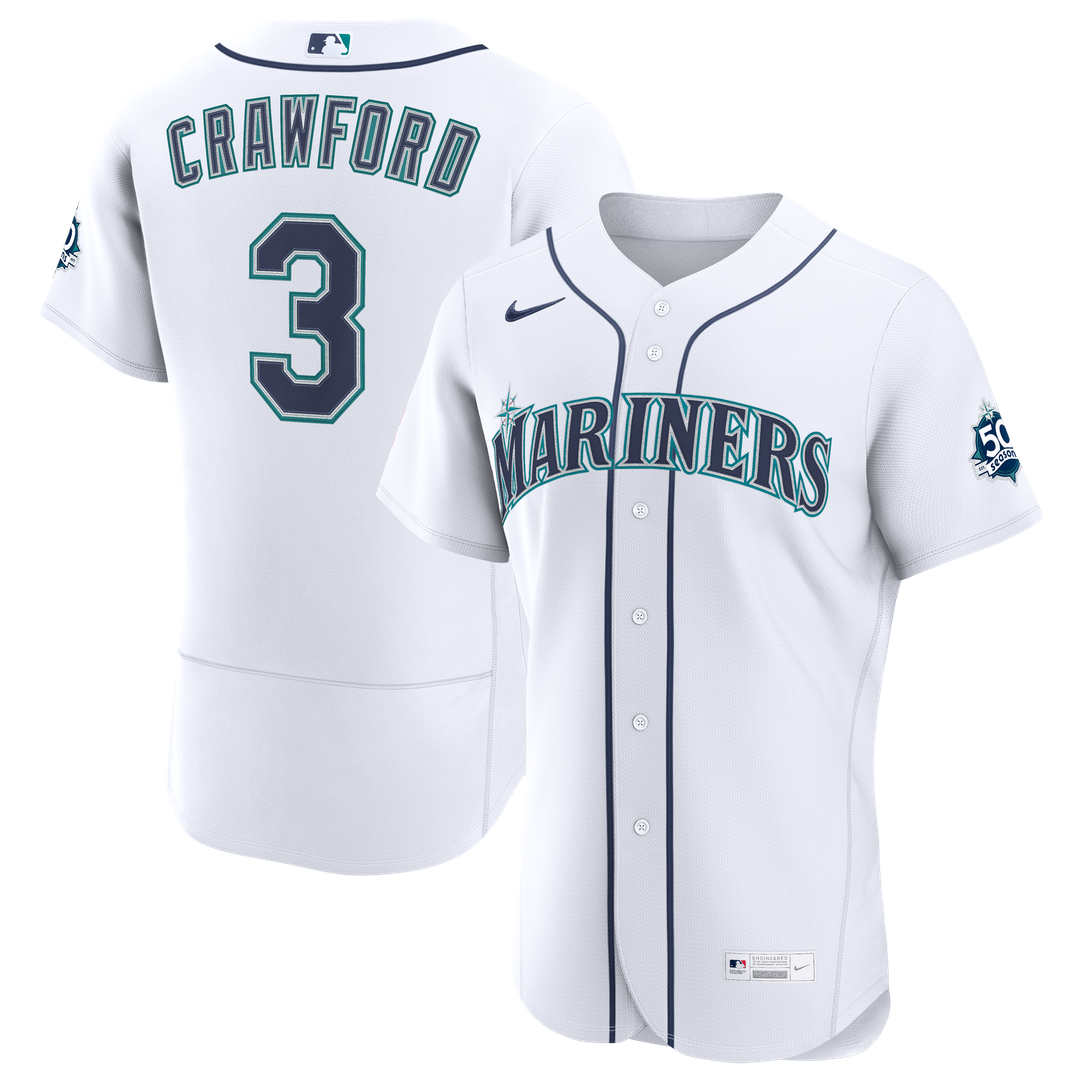 Seattle Mariners J.P. Crawford Nike White Home 50th Season Authentic Jersey product image 1, provided for visual reference