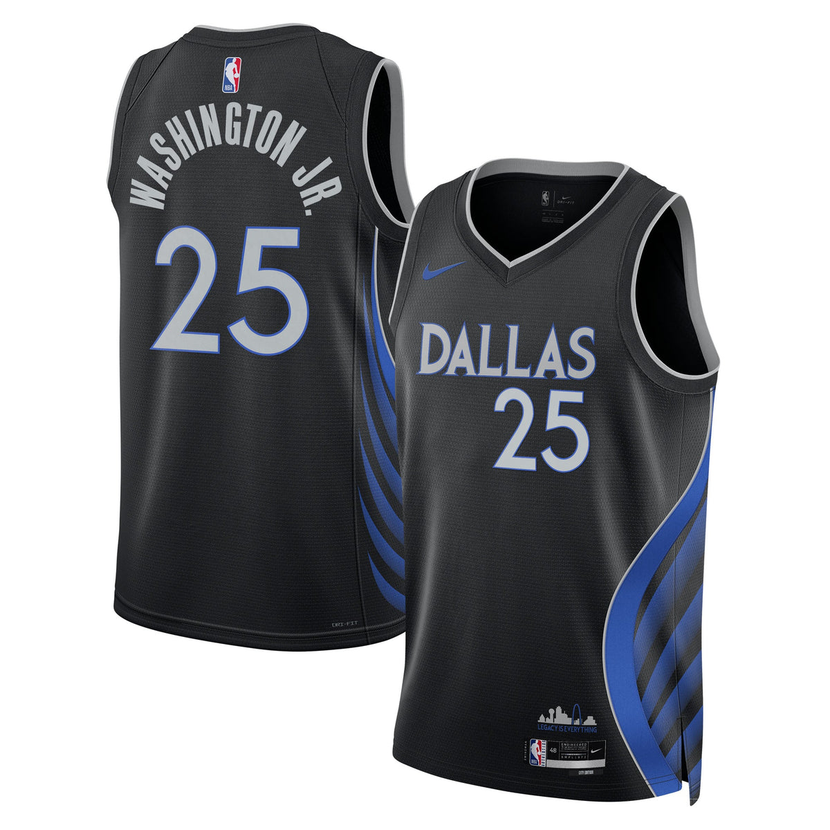 Dallas Mavericks Nike 2025/26 City Edition Swingman Jersey - Black - P.J. Washington Jr. - Unisex product image 1, provided
