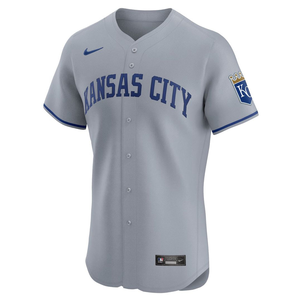 Kansas City Royals Nike Gray Road Vapor Premier Elite Patch Jersey product image 5, provided for visual reference and
